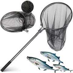 SIWRDTG Heavy Duty Aluminum Landing Net with Telescoping Handle extended