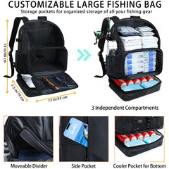 Main compartment with movable padded divider and space for 3600 tackle trays