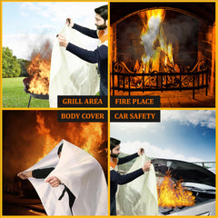 SKAMZ fire blanket in a kitchen setting ready to smother a grease fire