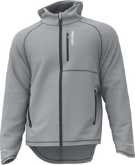 Ski-Doo men's hybrid zip-up tech fleece in gray for versatile warmth and easy movement