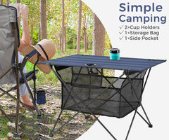 SKIKEN backpack-friendly table with phone pocket blue for travel convenience