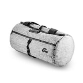Skunk Duffle grey front view shows compact gear protection for travel.