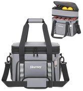 Skureay expandable large soft cooler bag gray front view with roomy main compartment for meals on the go