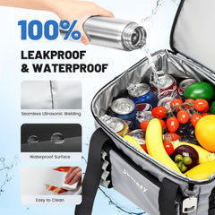Skureay cooler bag gray leakproof exterior keeps moisture out during beach trips and picnics