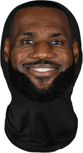 Sky mask LeBron James portrait on black fabric for bold sports style