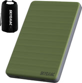 Skyemac self-inflating memory foam pad during setup for easy camping comfort