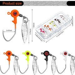 Jig heads with rotating leaf blade and bright eyes