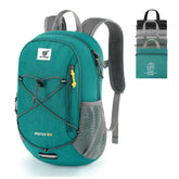 SKYSPER foldable 20L backpack with front elastic rope pocket supports quick-access gear.