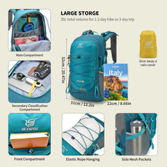 SkySPER backpack multi-compartments optimize gear separation during hikes and trips.