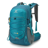 SkySPER hiking backpack water-resistant fabric highlights rugged durability for outdoor adventures.