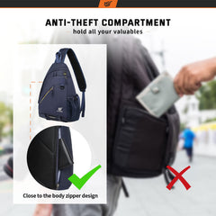 SKYSPER Sling Laptop Bag back hidden pocket keeps valuables secure.