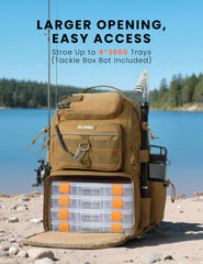 SKYSPER tackle backpack side with MOLLE webbing for versatile attachments and quick access.