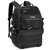 Front view of SKYSPER 40L fishing backpack in black