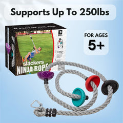 Slackers backyard Ninjaline obstacle course for active kids and family fun.