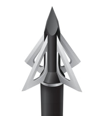 Slick Trick broadhead closeup with four blades and rugged ferrule for deep penetration