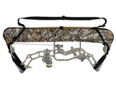 Slicker bow sling on a bow in-use for secure transport and quiet carry.