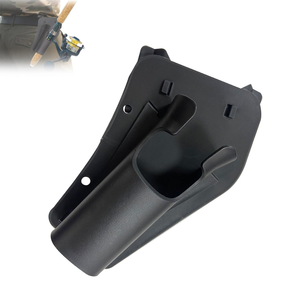 Slide-in fishing rod hip holder on waist belt