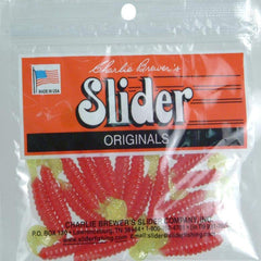 Slider Crappie Panfish Grub in red-chartreuse with vibra-tail for crappie and panfish jigging