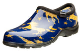 Sloggers Original waterproof rain shoe for women in Horse Stars Blue design, ideal for wet weather wear
