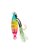 Micro slow pitch jig teardrop body with multicolor glow stripe, 10g — front view