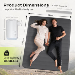Slow Slog portable electric pump inflates the pad quickly for easy setup.