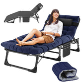 Slsy sleeping cot in folding setup for simple outdoor lounging