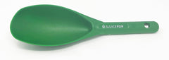 Sluice Fox beveled edge scoop shows quick pay dirt transfers into a pan.