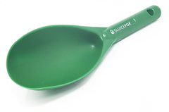 Sluice Fox hand trowel edge demonstrating beveled scoop cuts through gravel.