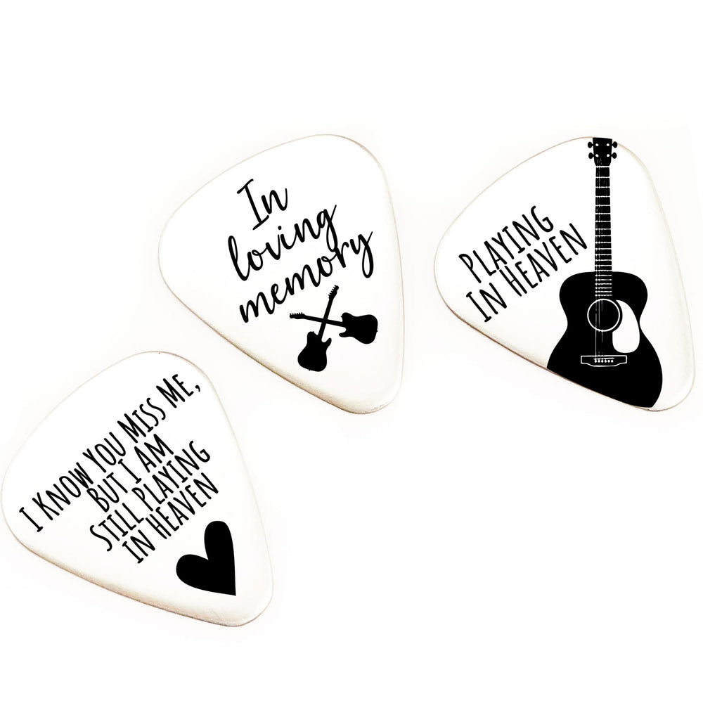 SM Design Remembrance guitar pick set in polished stainless steel, lasting memorial keepsake