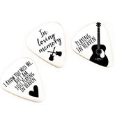 SM Design Remembrance guitar pick set in polished stainless steel, lasting memorial keepsake