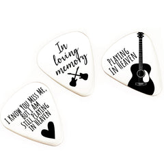SM Design Remembrance guitar pick set in polished stainless steel, lasting memorial keepsake