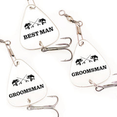 SM Design wedding fishing lure set best man displayed as a memorable keepsake for wedding photos