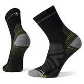 SmartWool Hike Light Cushion Mid Crew sock black top view, durable Merino warmth for hiking.