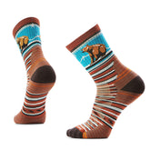 Smartwool hike targeted cushion bear stripe mid crew socks in Picante deliver all-day comfort on trails.