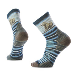 Smartwool Hike Targeted Cushion Bear Stripe mid-crew sock in Twilight Blue for hiking comfort and impact protection