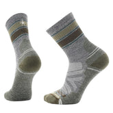 Smartwool mens hike light cushion striped mid crew socks ash charcoal for durable comfort on hikes