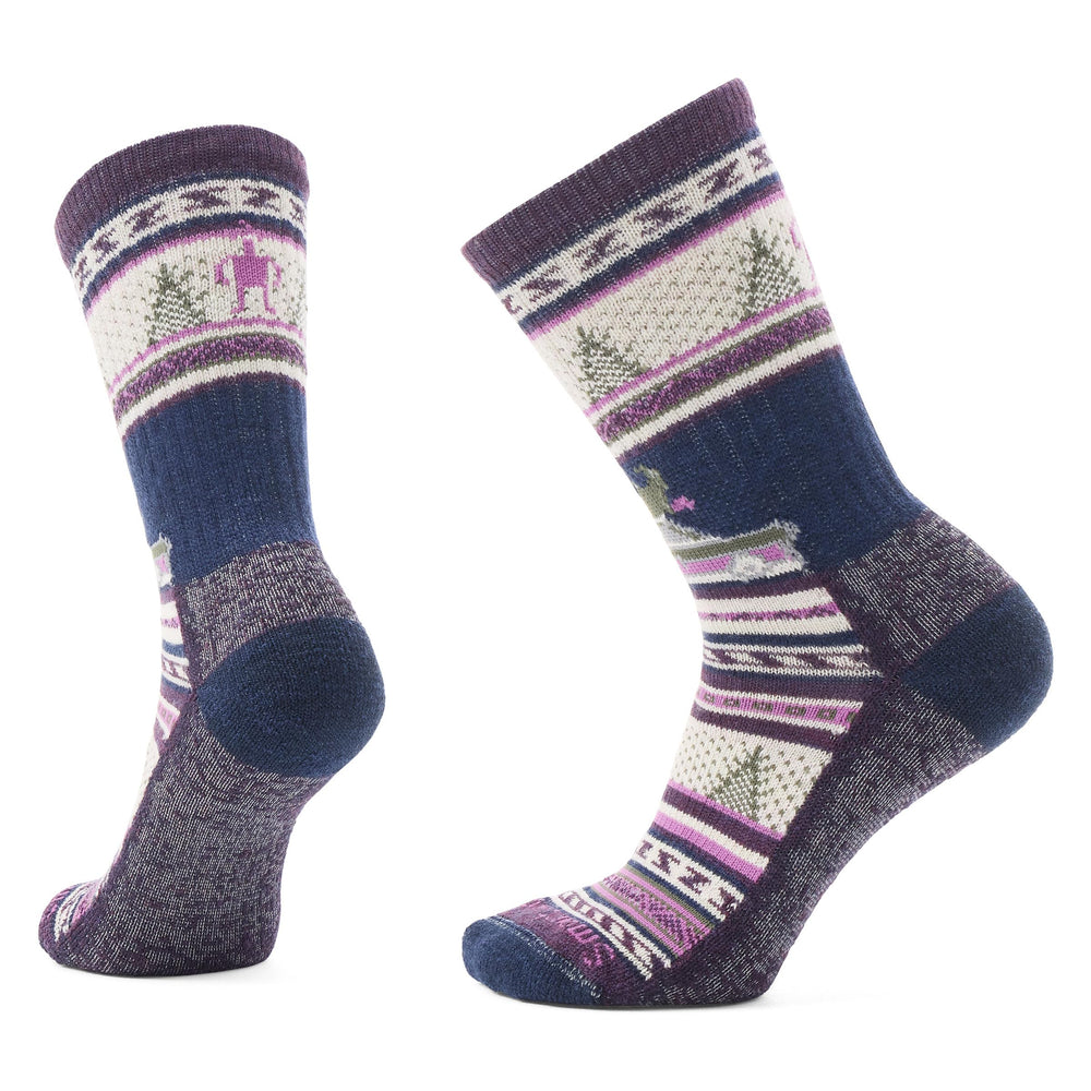 Smartwool Say It Ain't Snow crew socks in Purple Iris with comfortable welt and stay-put fit.