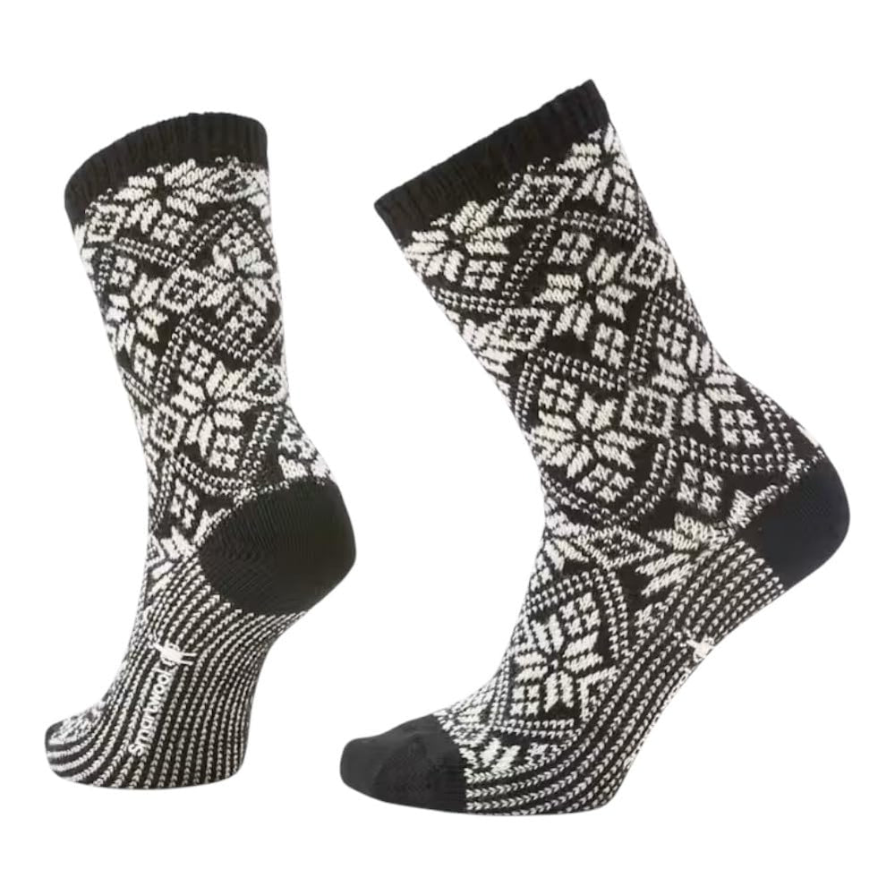 Smartwool Women's Everyday Cozy Snowflake Crew Socks in black; front view shows snowflake pattern.