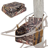 Smasrob tree stand seat camouflage showcases concealment for stealth outdoor positioning.