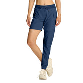Smawell women's stretch scrubs pants showing secure side pockets for keys and phone