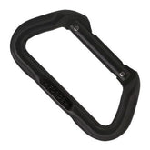SMC Force D black non-locking carabiner hooded gates closeup for smooth rope bearing.