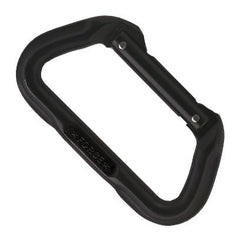 SMC Force D black non-locking carabiner hooded gates closeup for smooth rope bearing.