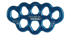 SMC Origin 8 rigging plate in blue showing multiple attachment points for secure load distribution