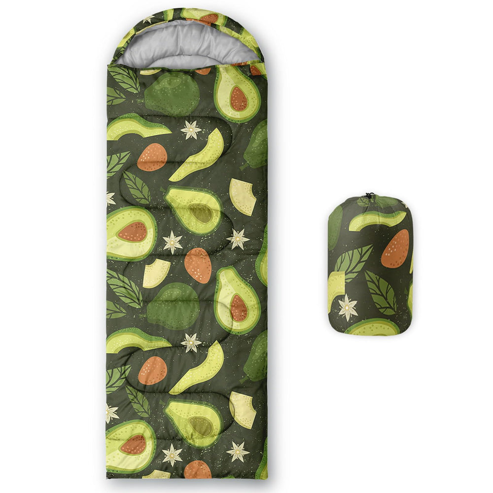 Smell Sunshine avocado kids sleeping bag outer shell closeup shows durable waterproof fabric for outdoors.
