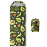 Smell Sunshine avocado kids sleeping bag outer shell closeup shows durable waterproof fabric for outdoors.