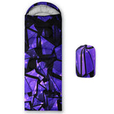 Smell Sunshine kids sleeping bag purple fragment print delivers cozy warmth for outdoor camping.