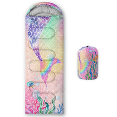 Smell Sunshine mermaid tail sleeping bag hood close-up for warmth during camping