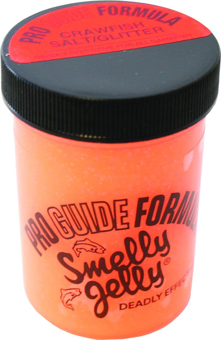 Smelly Jelly Pro Guide Formula Crawfish-Salt Glitter jar showing long-lasting scent for fishing