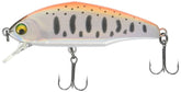 SMITH Minnow D-Insight orange laser yamame 14, front view, flat-side profile for trout.