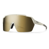 SMITH Shift Split MAG sunglasses front view shows matte bone frame and gold mirror lenses for fast trails.